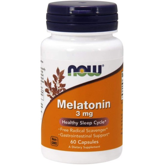 Now Melatonin 3 mg Veg Capsules Healthy Sleep Cycle